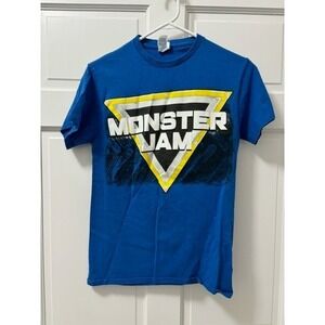 Unisex Small Monster Jam Double Sided Short Sleeve Shirt Blue